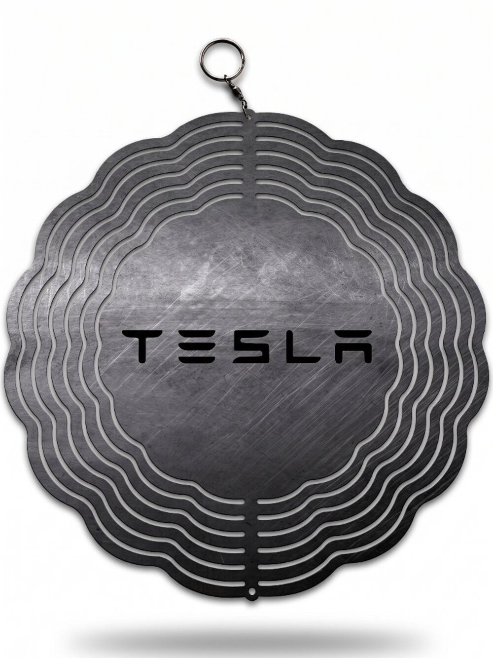 10" Tesla Brushed Metal Kinetic Wind Spinner - Hanging Metal Yard Decor